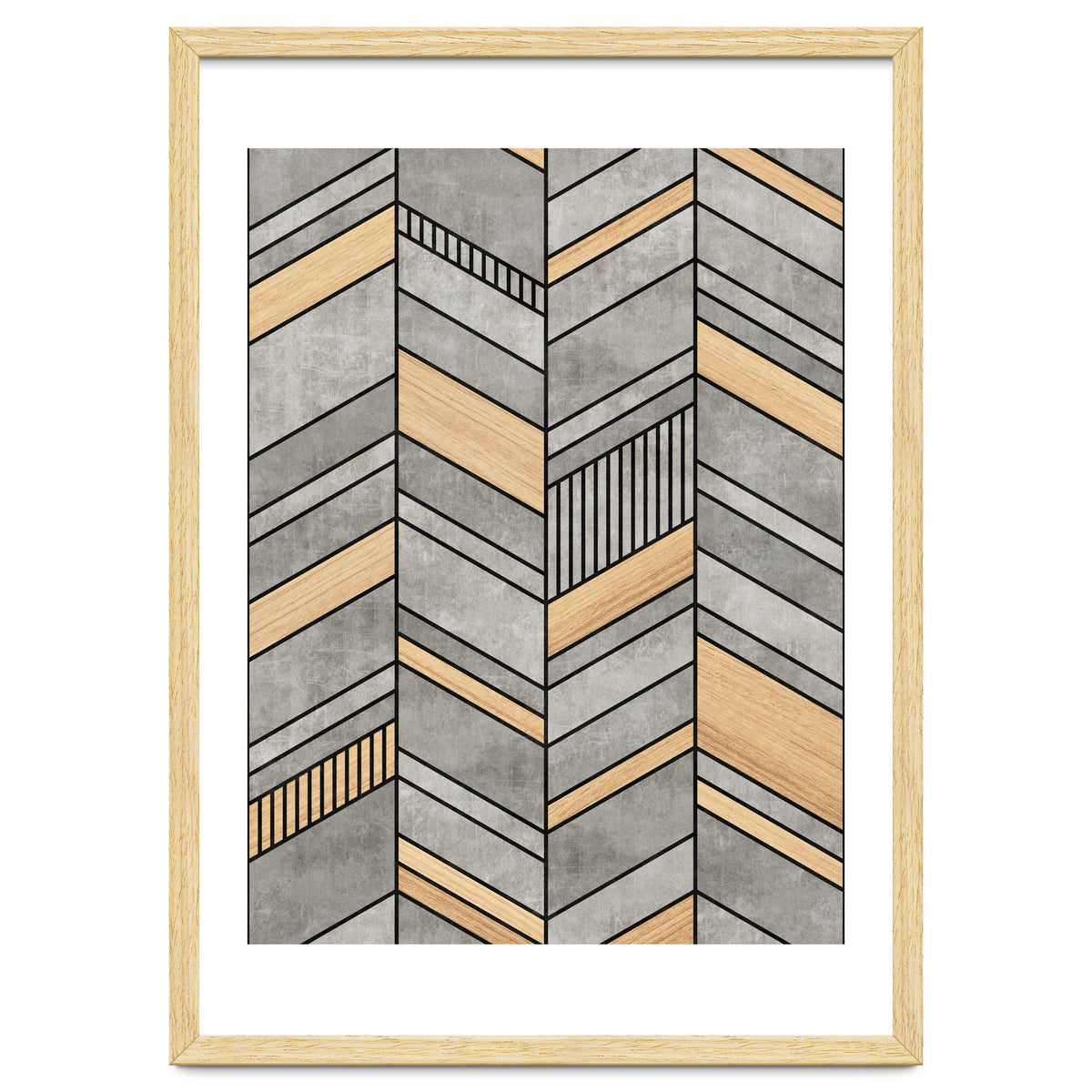 Abstract Chevron Pattern - Concrete and Wood