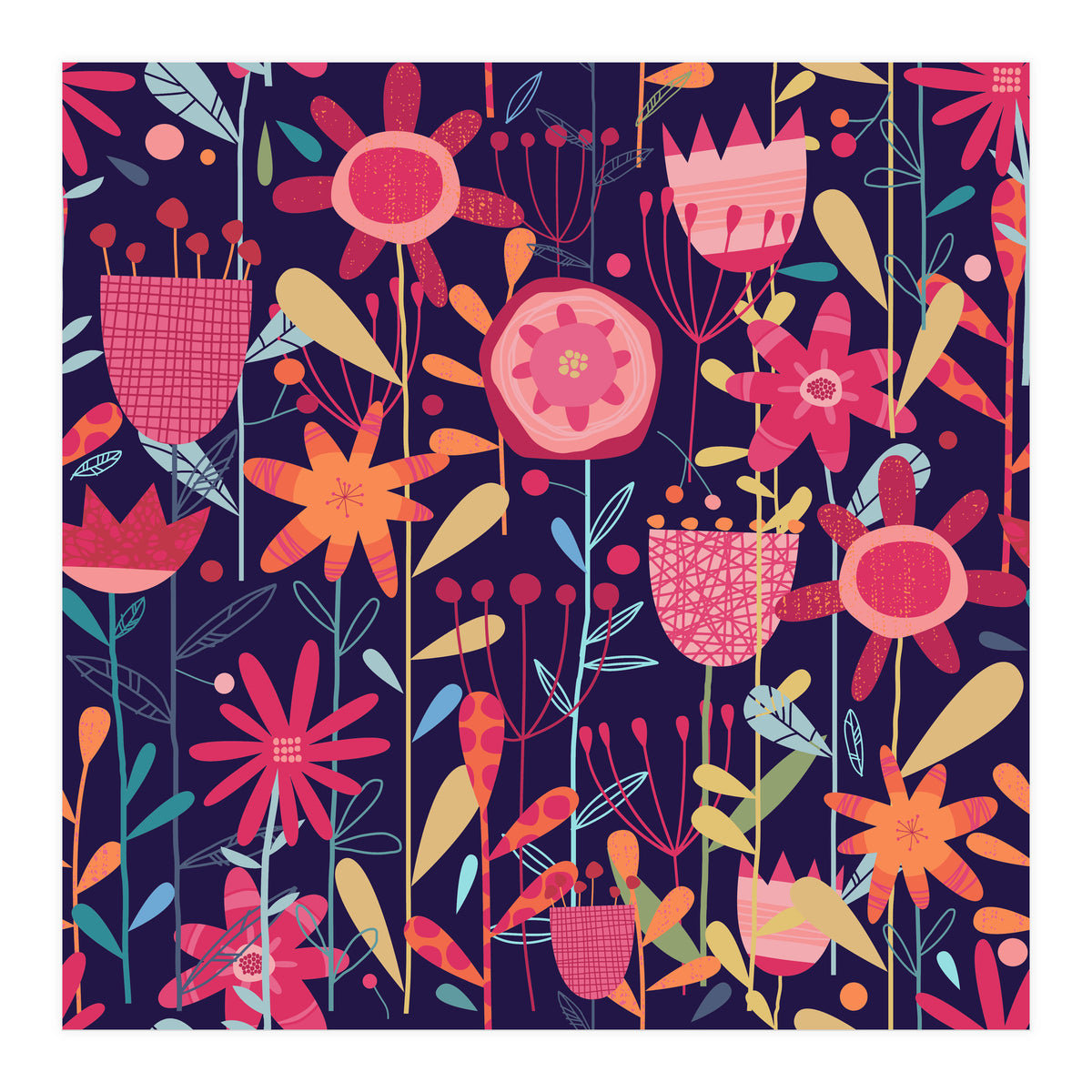 Wild Weeds And Flowers Dark (Print Only)