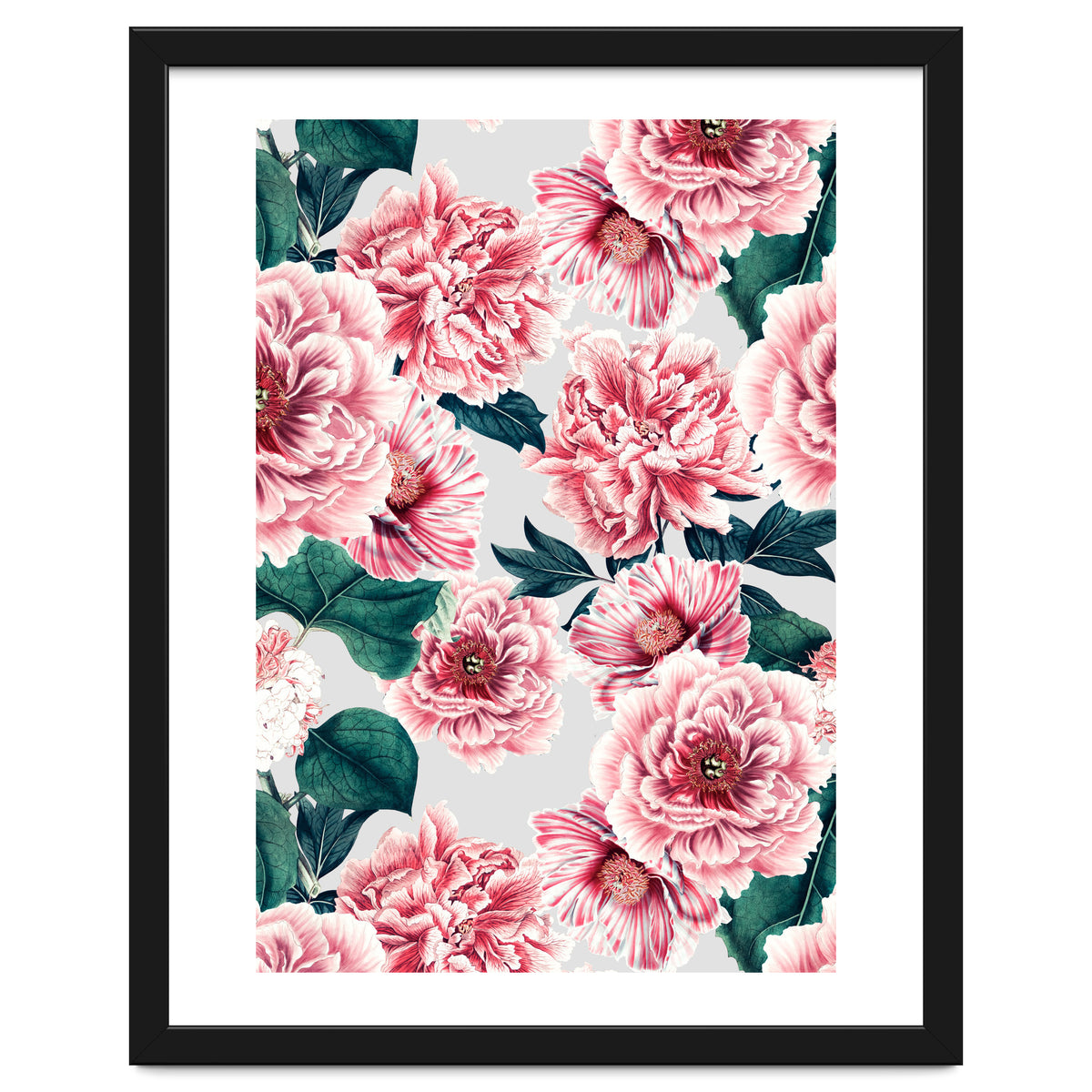Pattern pink vintage peonies