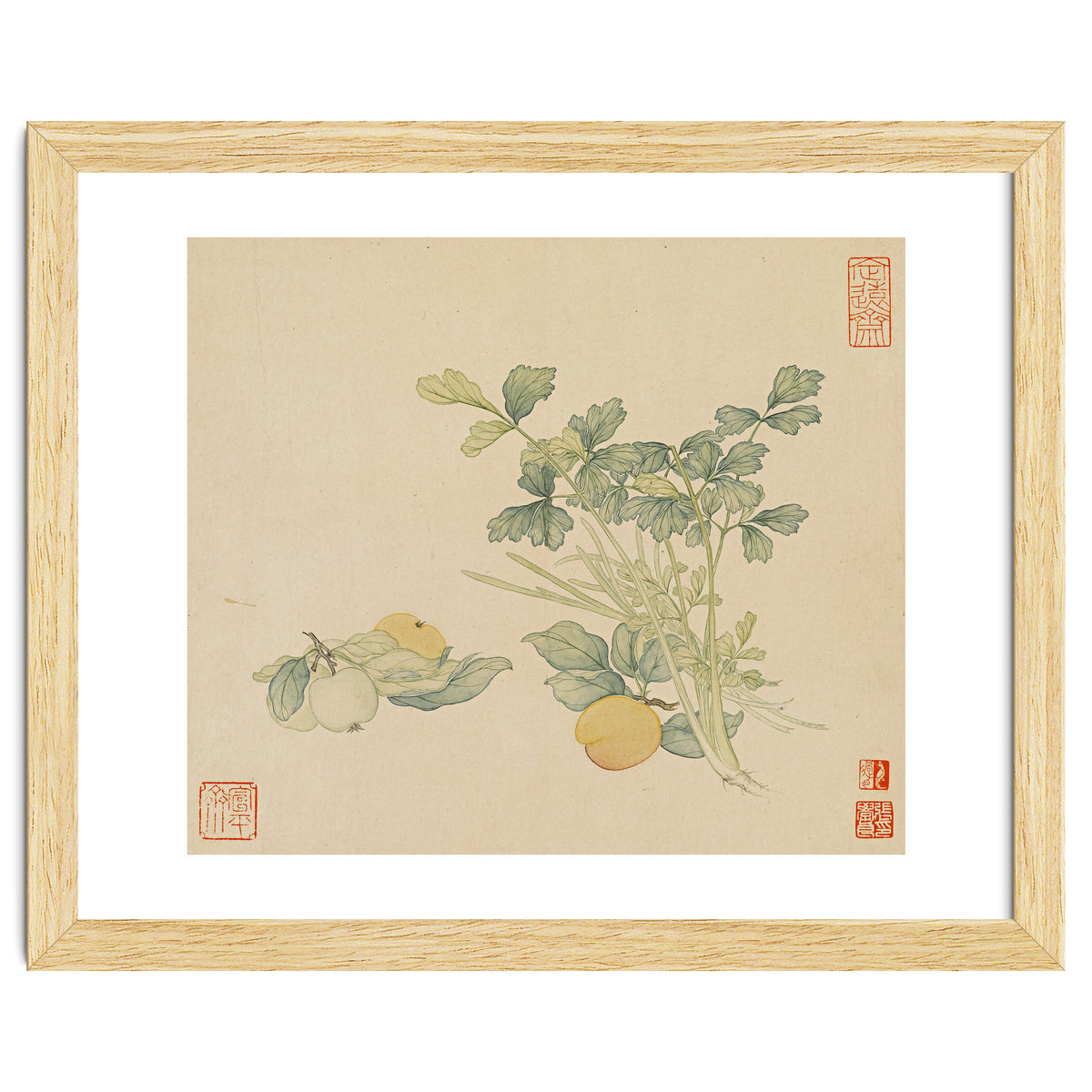 Wang Chengyu~flowers And Vegetables, Vegetables, Fruits, Plums, Apricots, Celery
