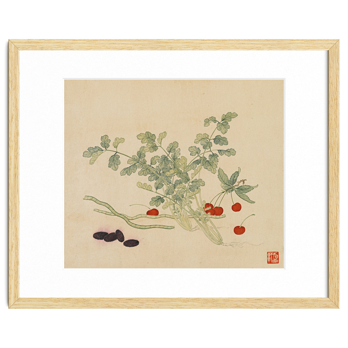 Wang Chengyu~flowers And Vegetables, Vegetables, Fruits, Beans, Red Beans, Cherries, Celery