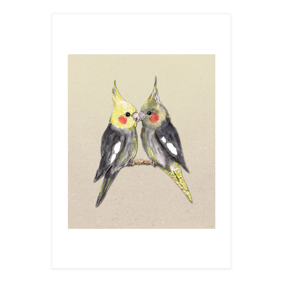 Two cute cockatiels (Print Only)