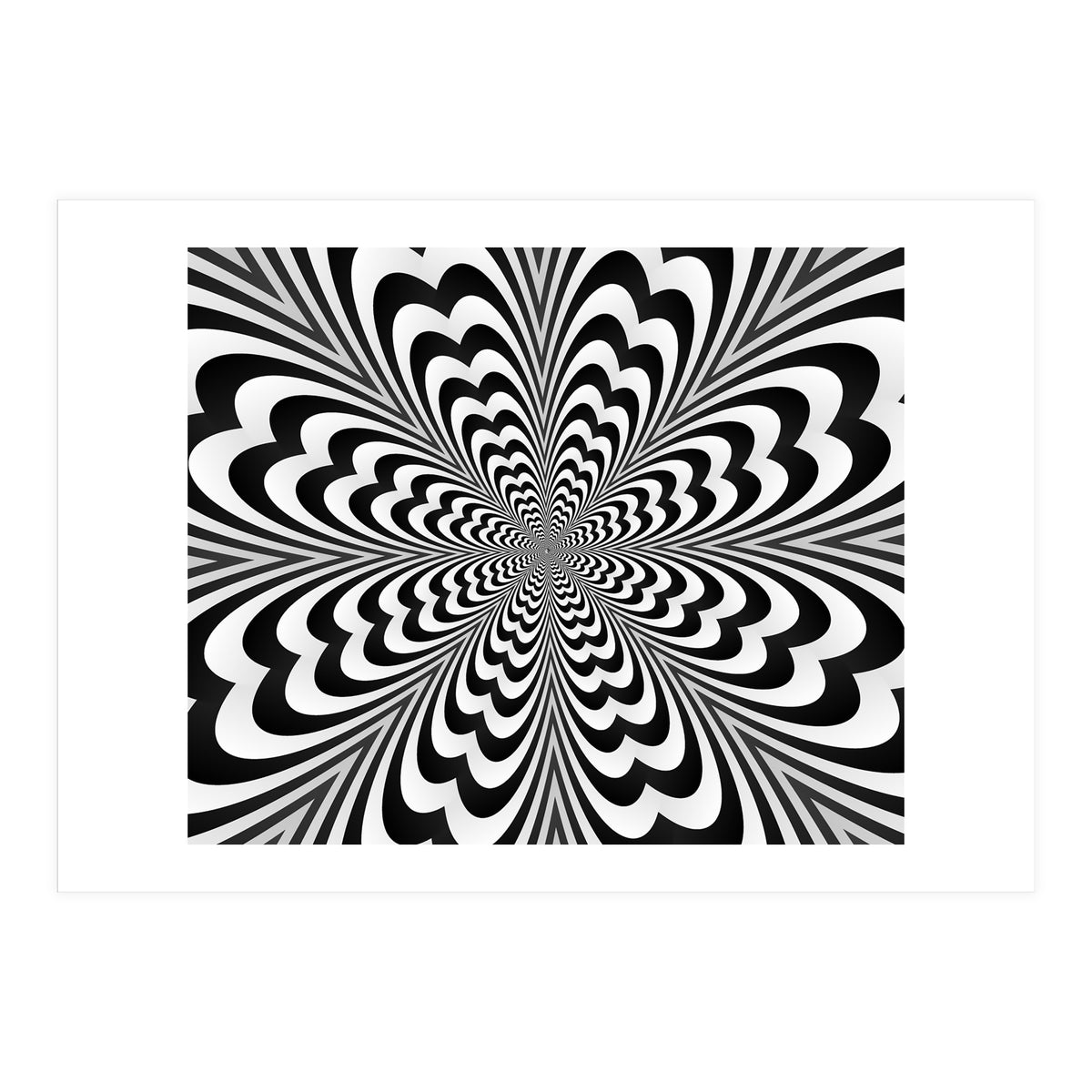 Abstract Spiral Black And White Optical Illusion (Print Only)