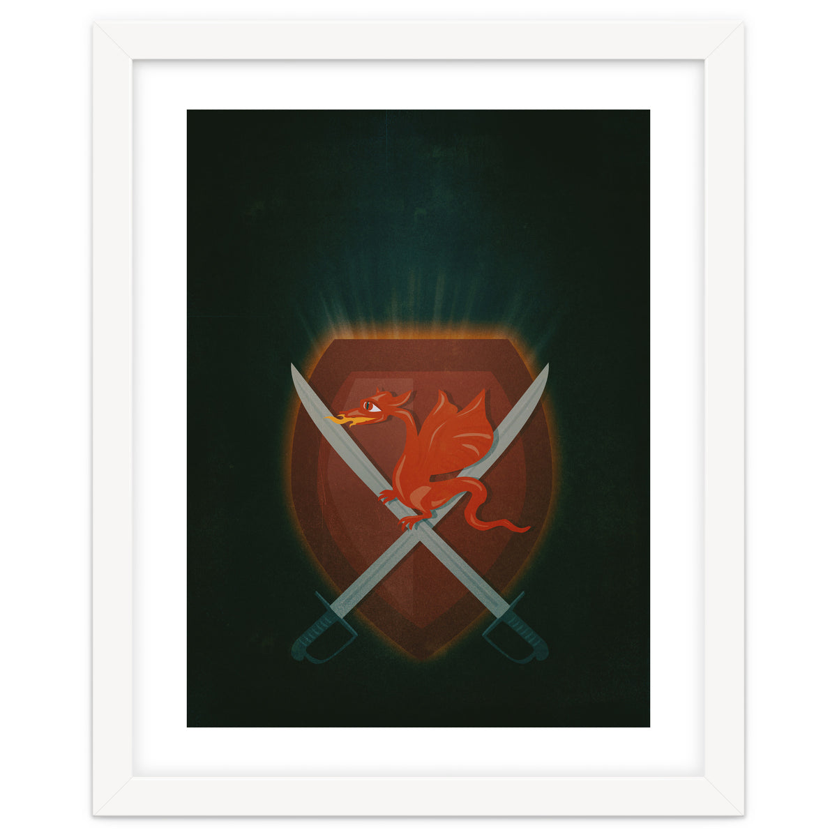 Heraldic dragon and cutlasses