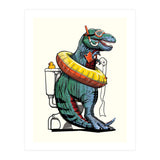 Dinosaur T-Rex on the Toilet, Funny bathroom humour (Print Only) thumbnail