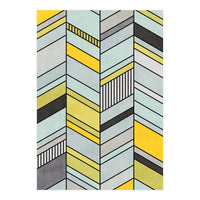 Colorful Concrete Chevron Pattern - Yellow, Blue, Grey (Print Only)