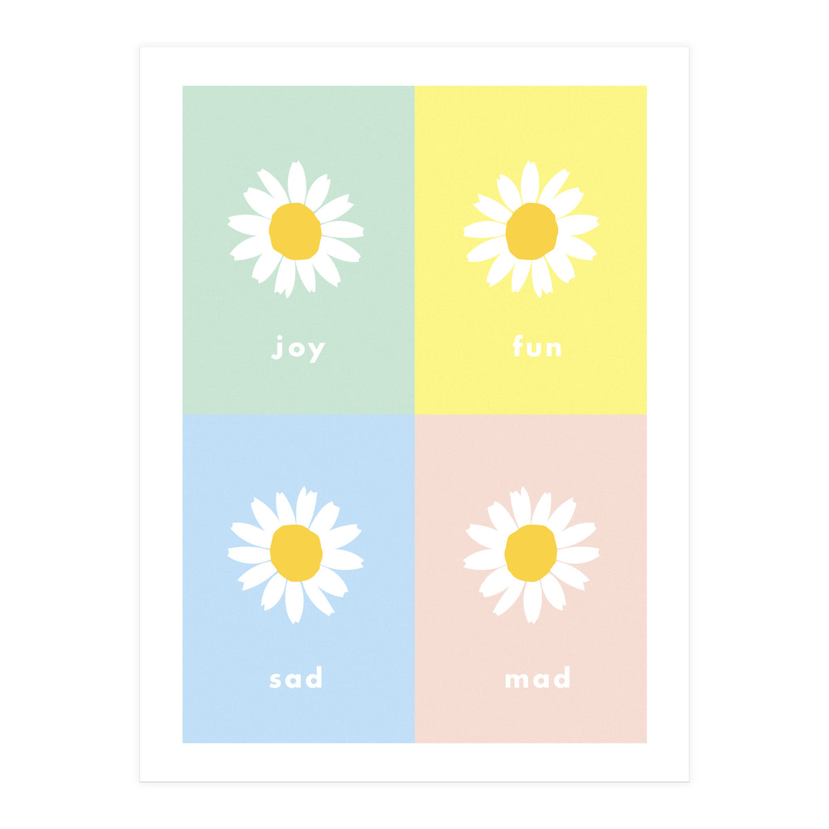 emotions - colorful - pop flower - joy - mad- sad - fun (Print Only)