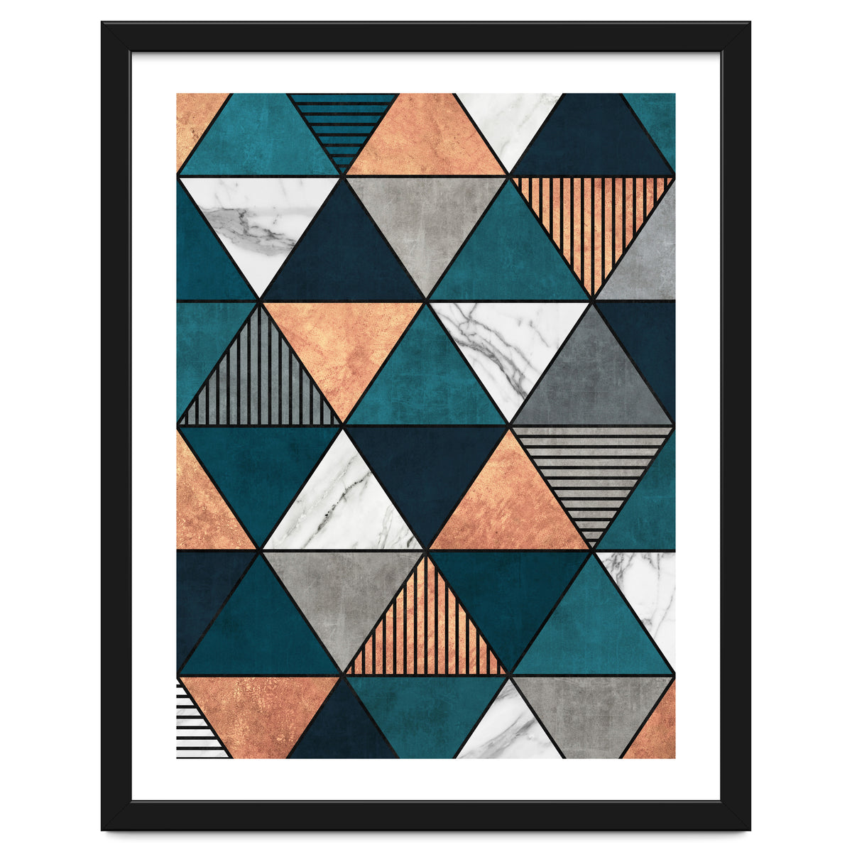 Copper, Marble and Concrete Triangles 2 with Blue