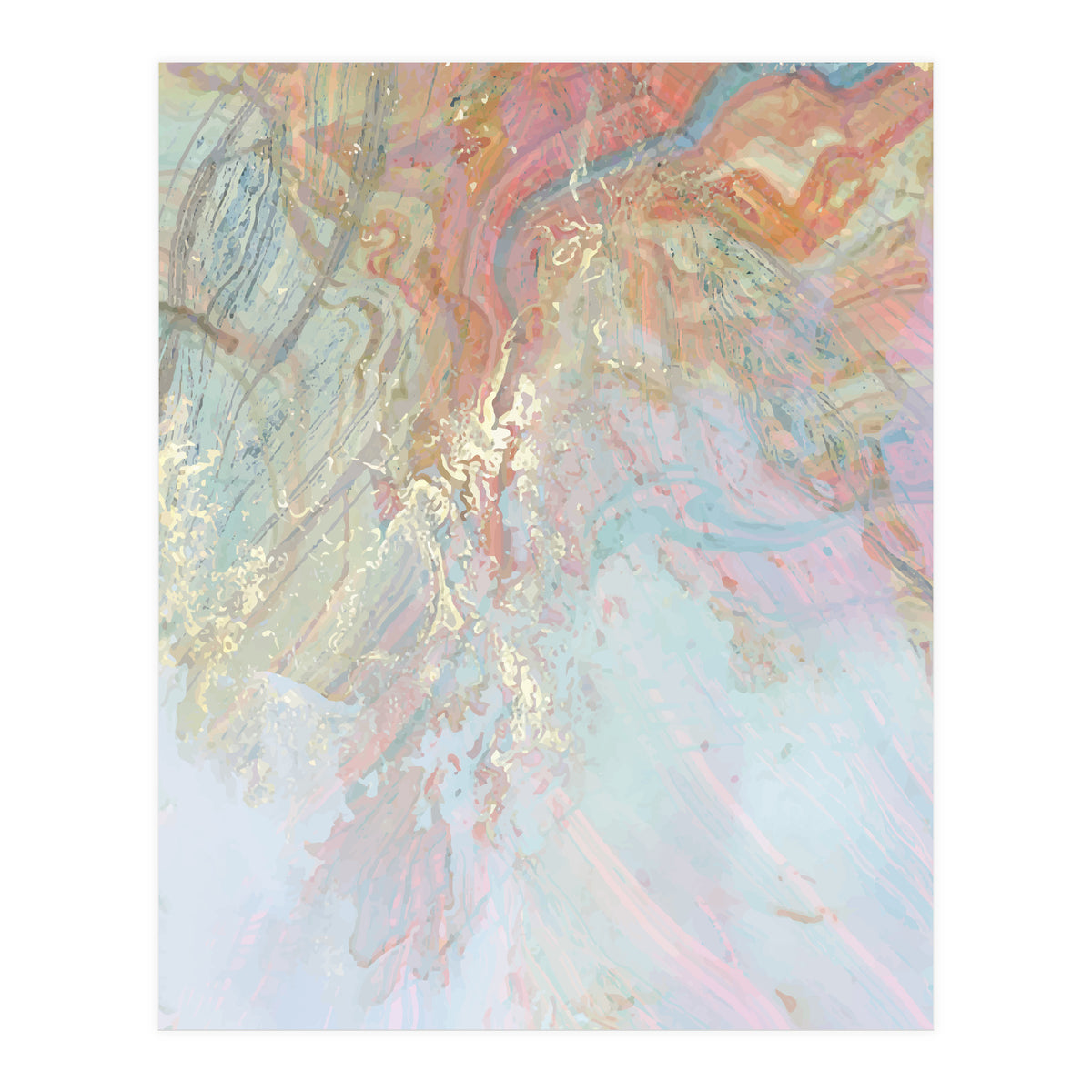 Marble Luxe, Abstract Nature Bohemian Texture, Blush Gold Scandanavian Pastel Neutral (Print Only)