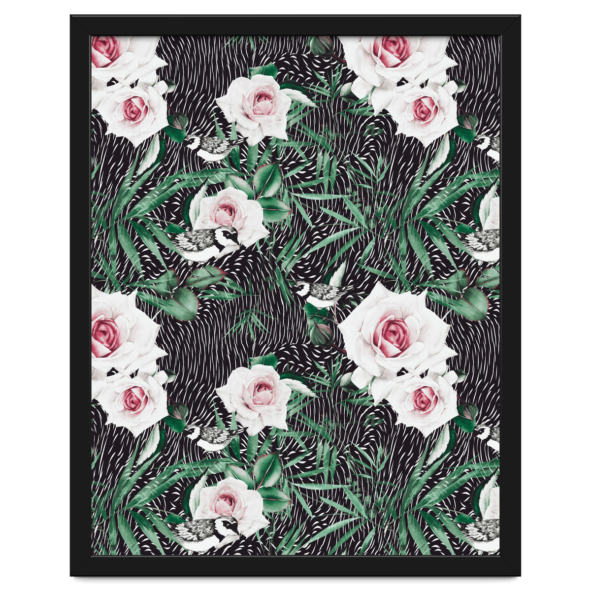 Dark flowery abstract of birds