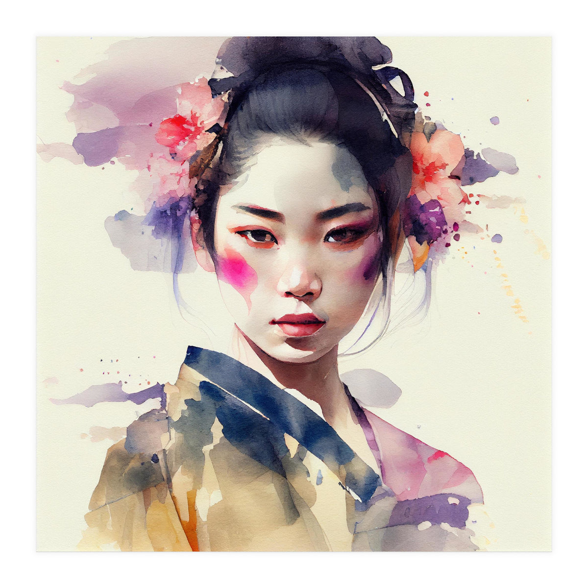 Watercolor Modern Geisha #6 (Print Only)
