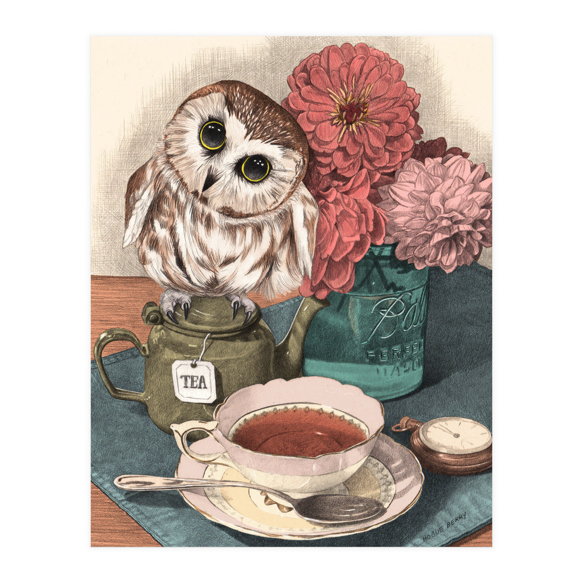 Sweet Little Tea Owl (Print Only)