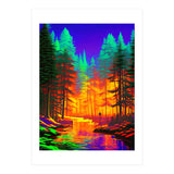 The Neon Mirage, Forest Trees Nature, Eclectic Electric Pop Art, Colorful Bright Contemporary Modern (Print Only) thumbnail