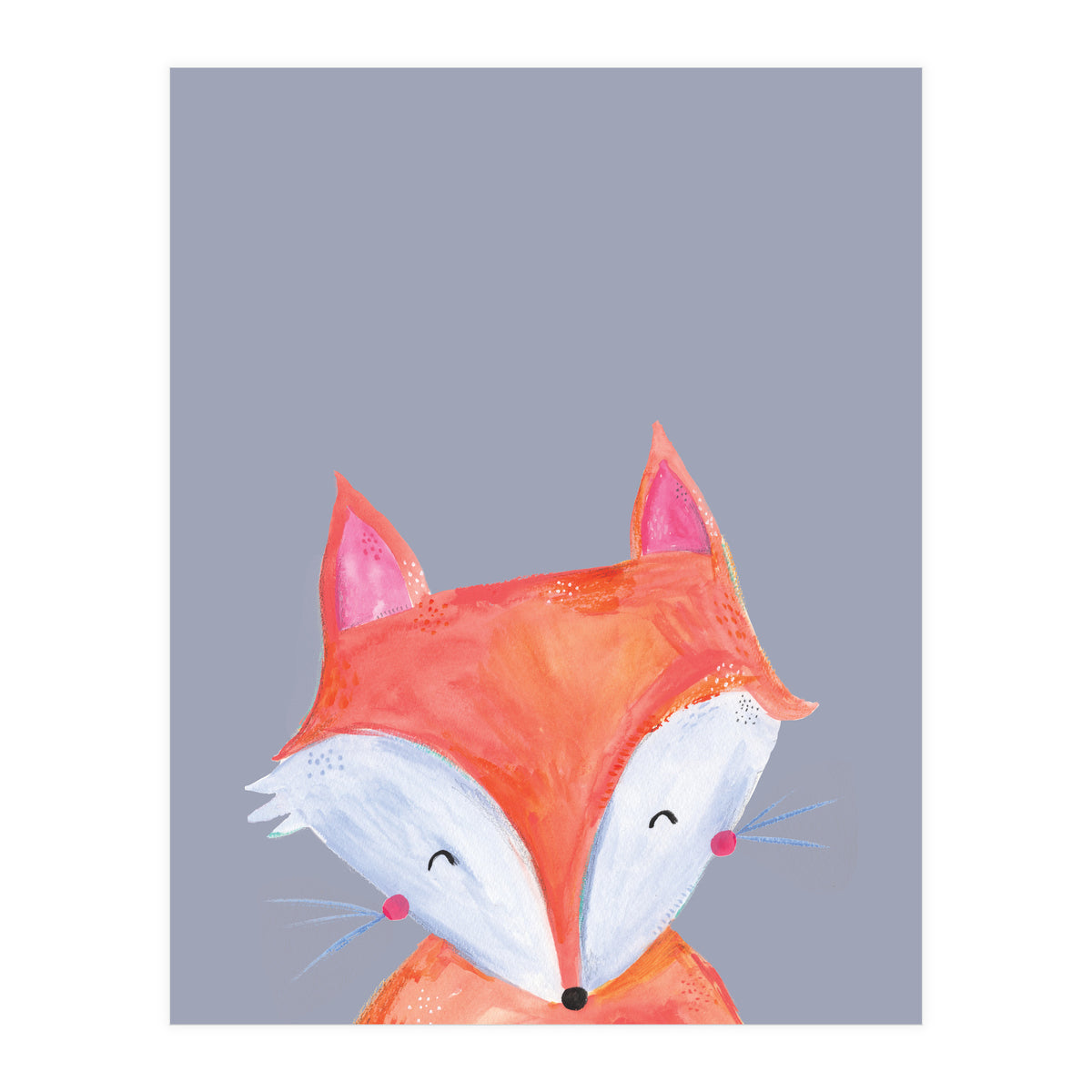 Woodland Fox On Grey (Print Only)
