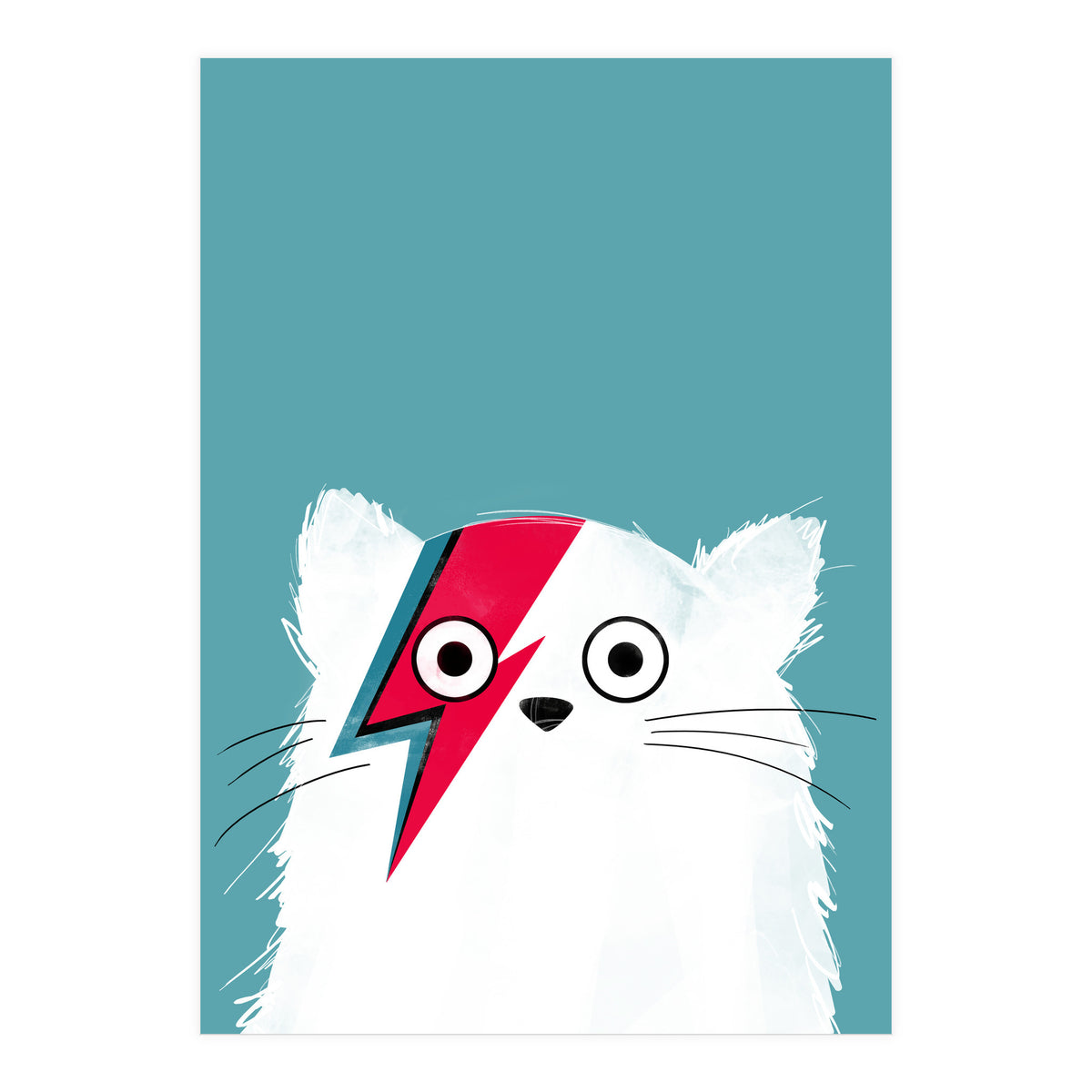 Doozal Cat Bowie White (Print Only)