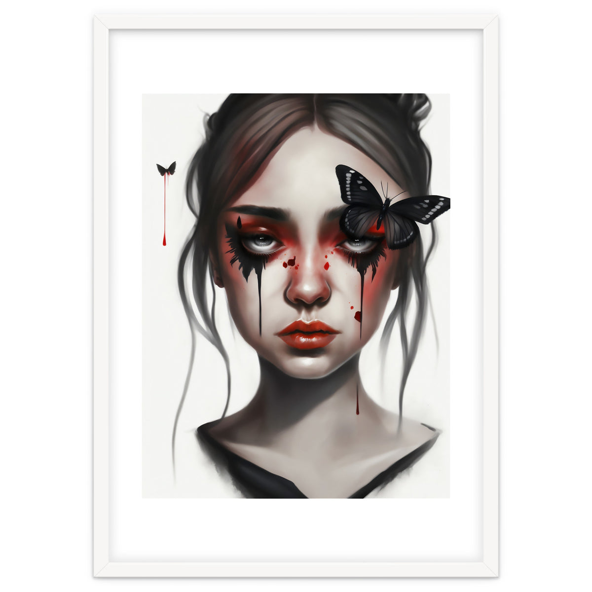 Goth Girl With Butterflies Portrait