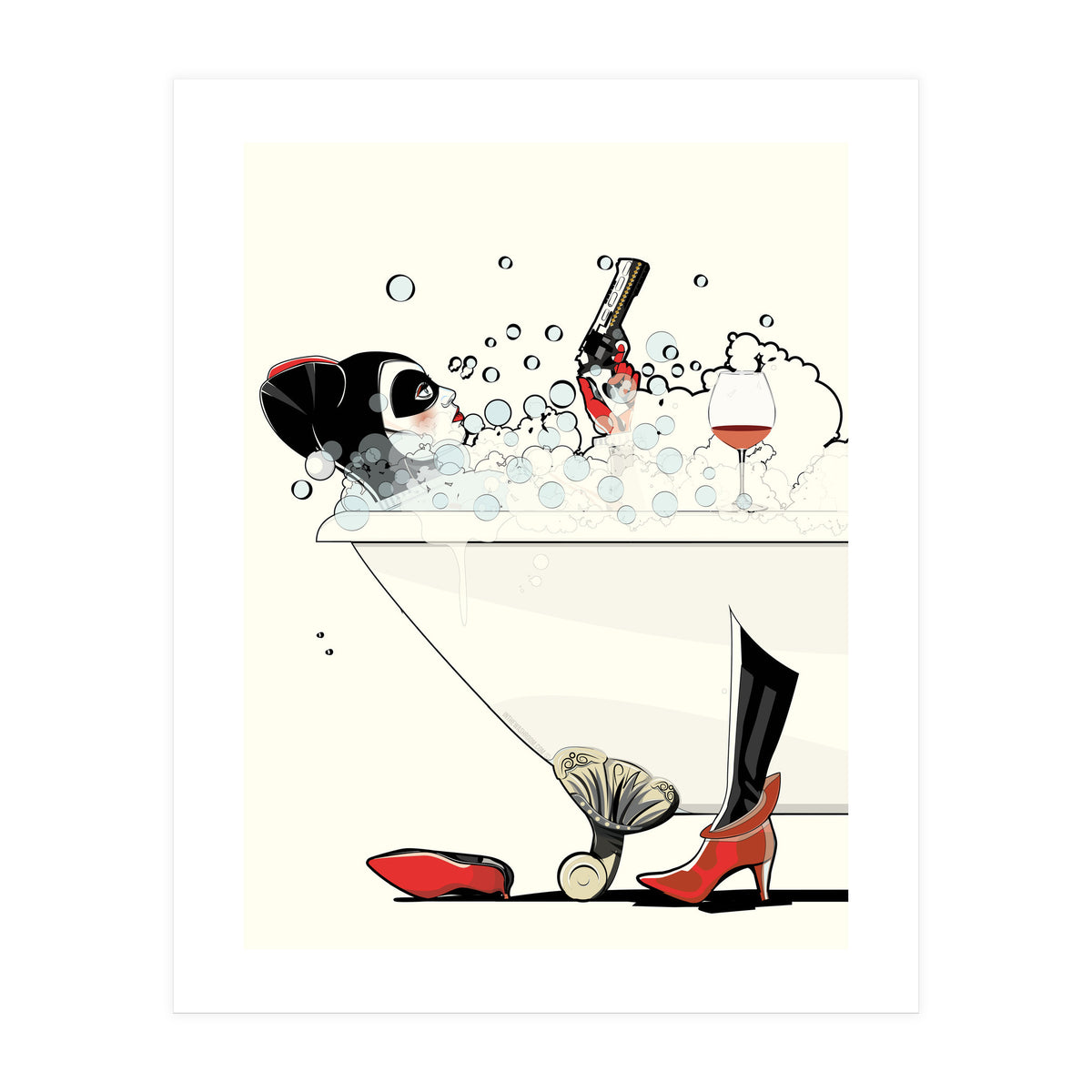 Harley Quinn in the Bath, funny Bathroom Humour (Print Only)