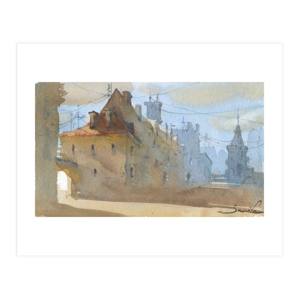 Old Town Warsaw. Watercolor painting. (Print Only)