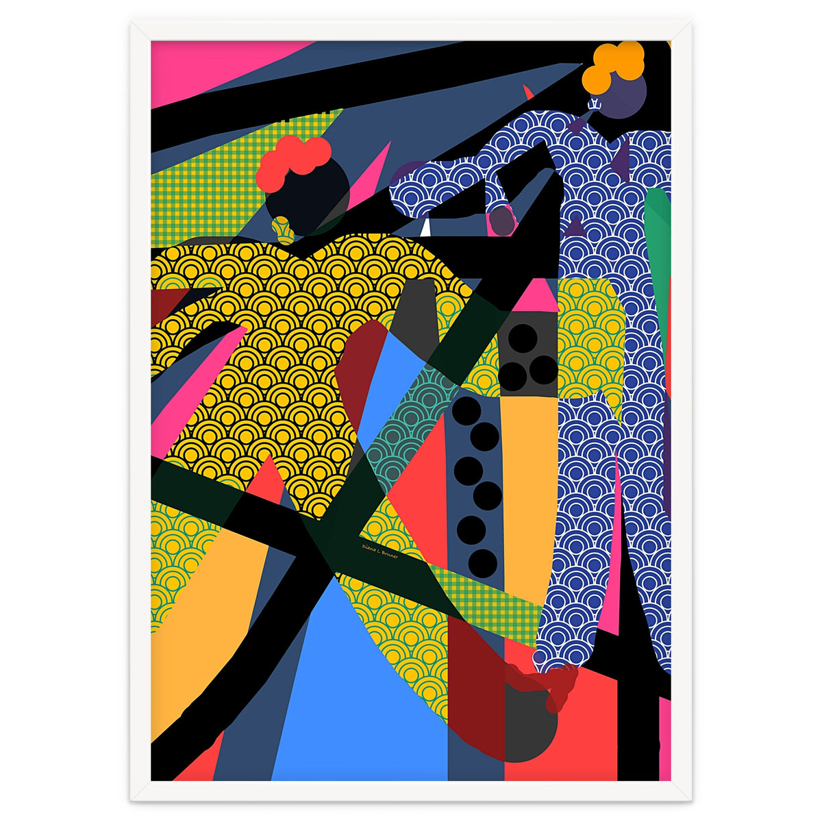 LADIES WEARING YELLOW AND BLUE PATTERNS