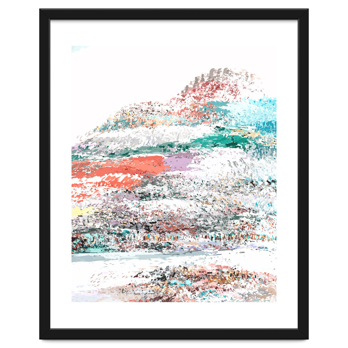 The Snow Mountain, Abstract Nature Digital Painting, Scandinavian Landscape Winter Travel