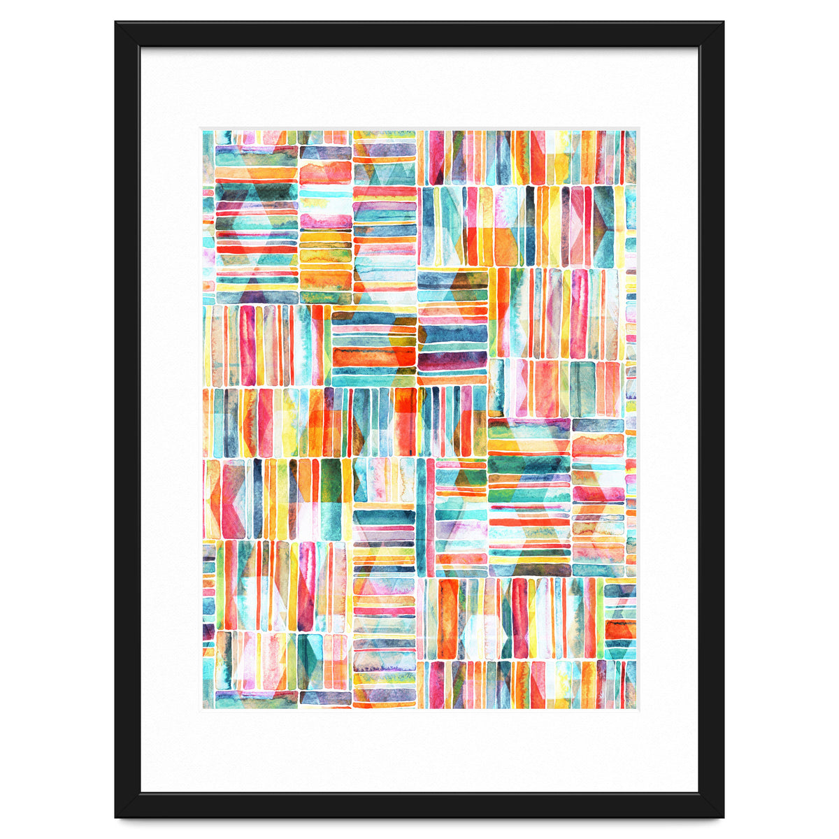 Summer Pastel Geometric and Striped Abstract on white