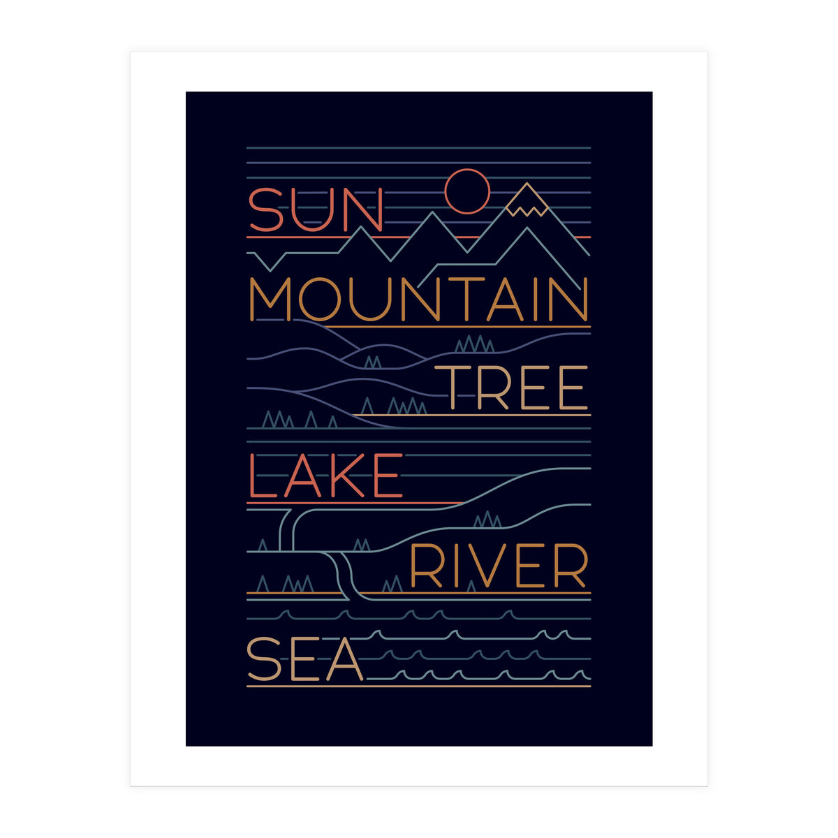 Sun, Mountain, Tree (Print Only)