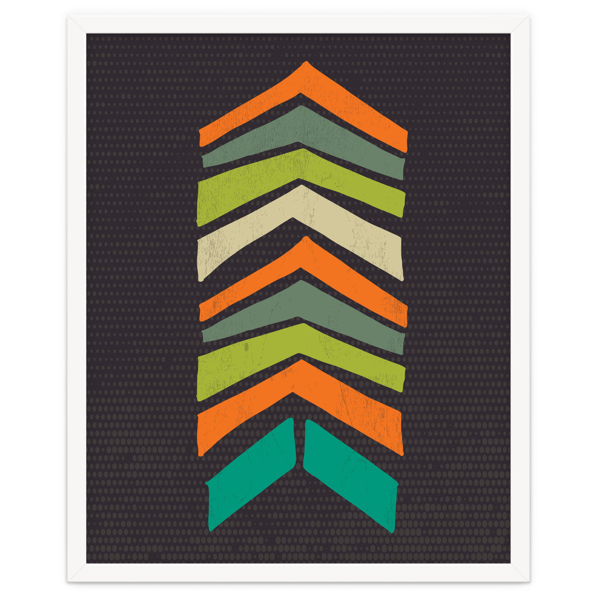 Retro Chevron Print Orange Teal Variation