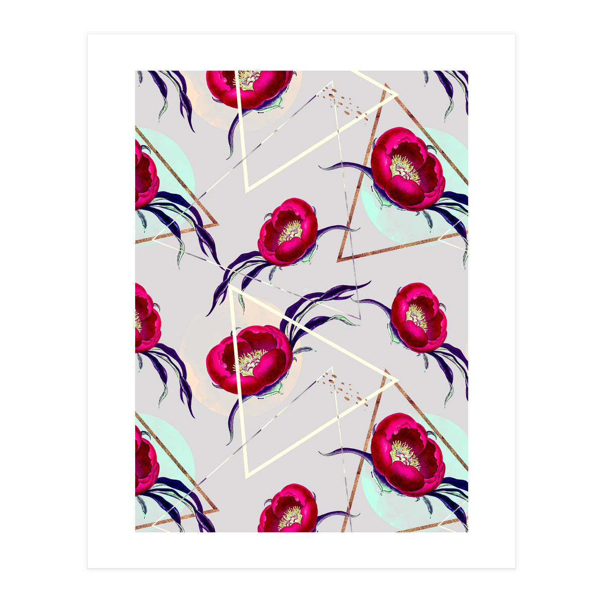Flowery blooming with geometric II  (Print Only)