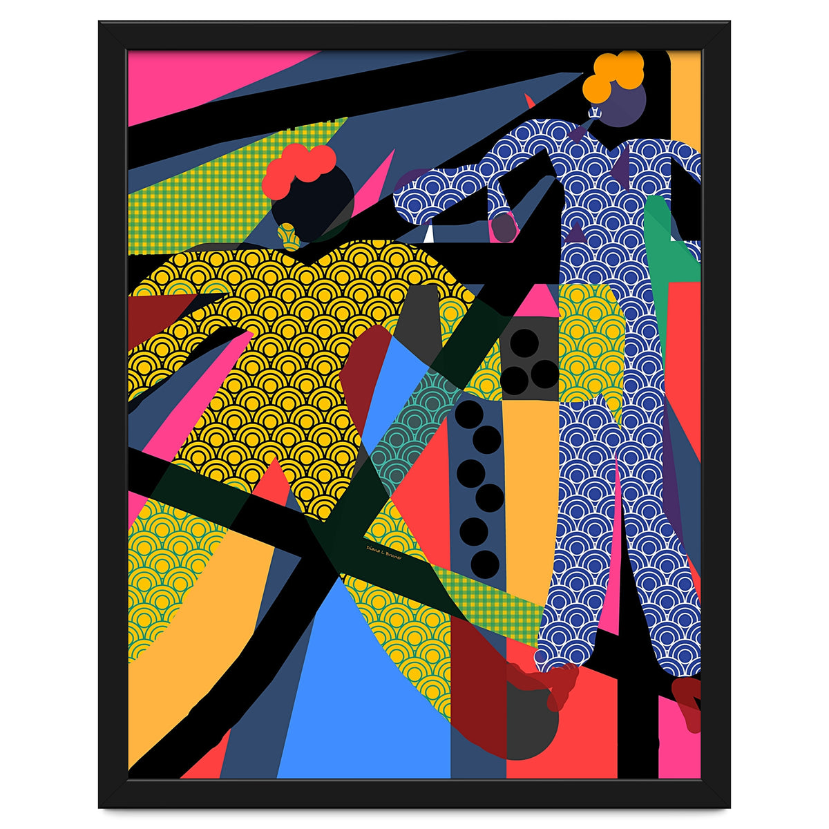 LADIES WEARING YELLOW AND BLUE PATTERNS