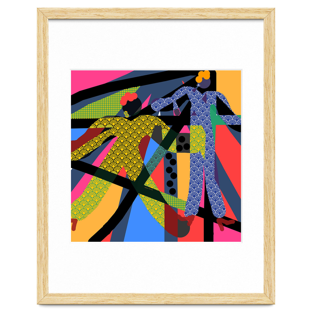 LADIES WEARING YELLOW AND BLUE PATTERNS