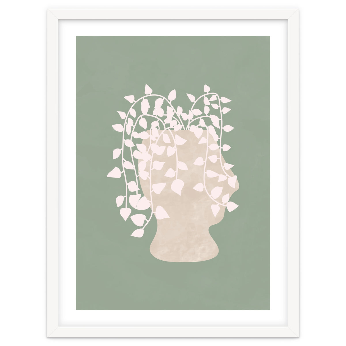 Abstract Potted Figure Sage Green