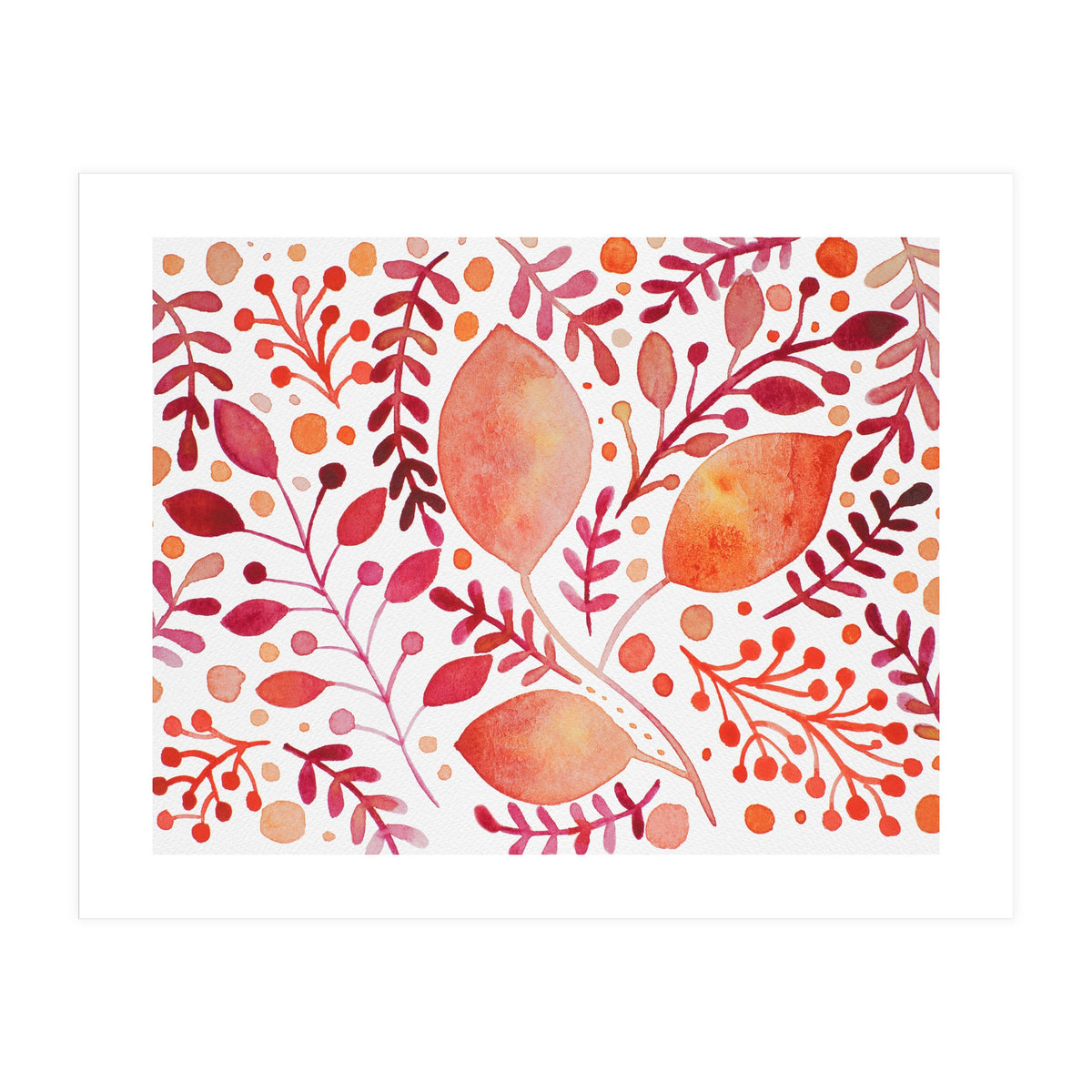 Watercolor branches and leaves - autumn palette (Print Only)