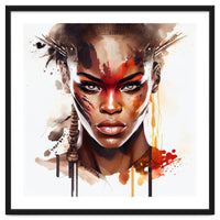 Watercolor African Warrior Woman #3