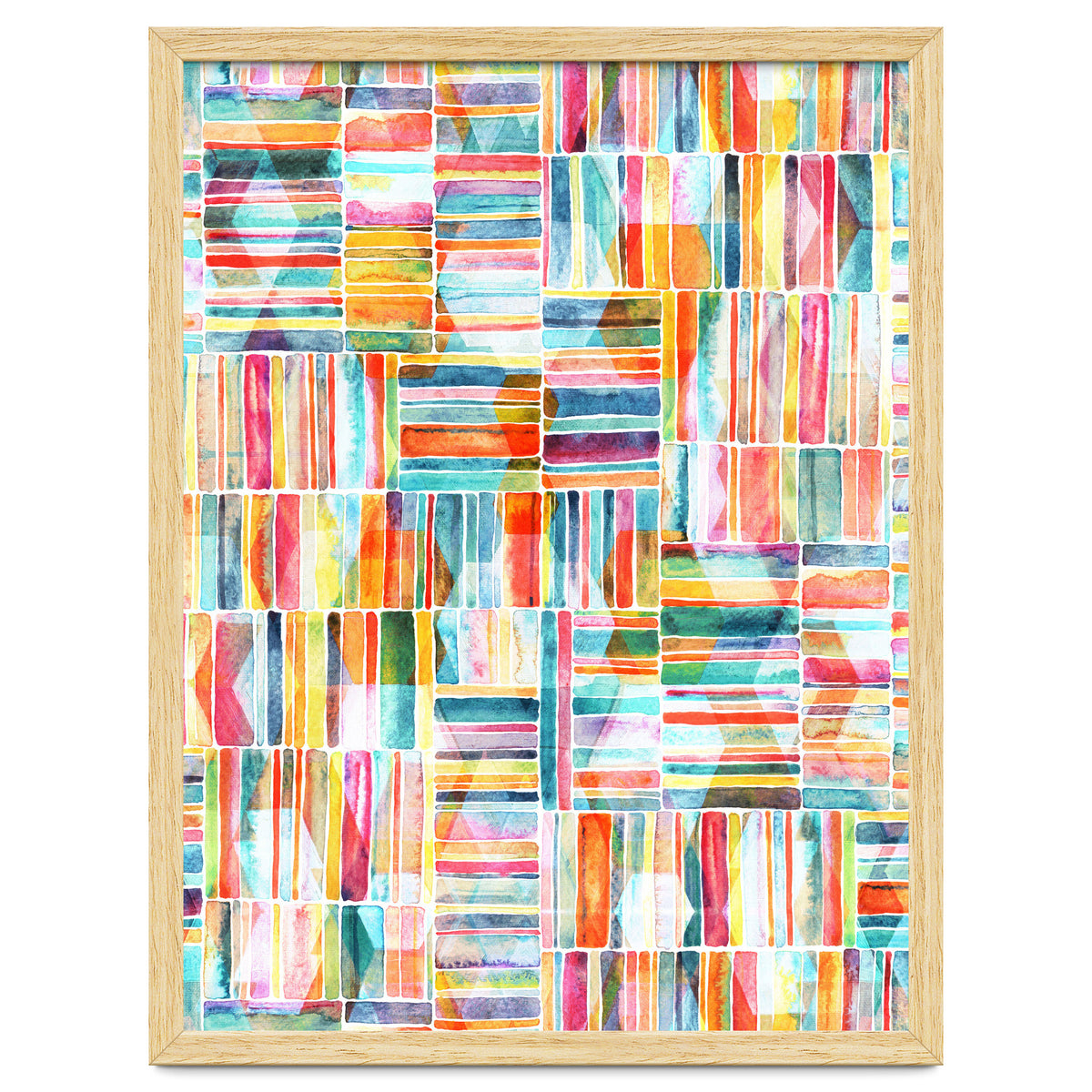 Summer Pastel Geometric and Striped Abstract on white