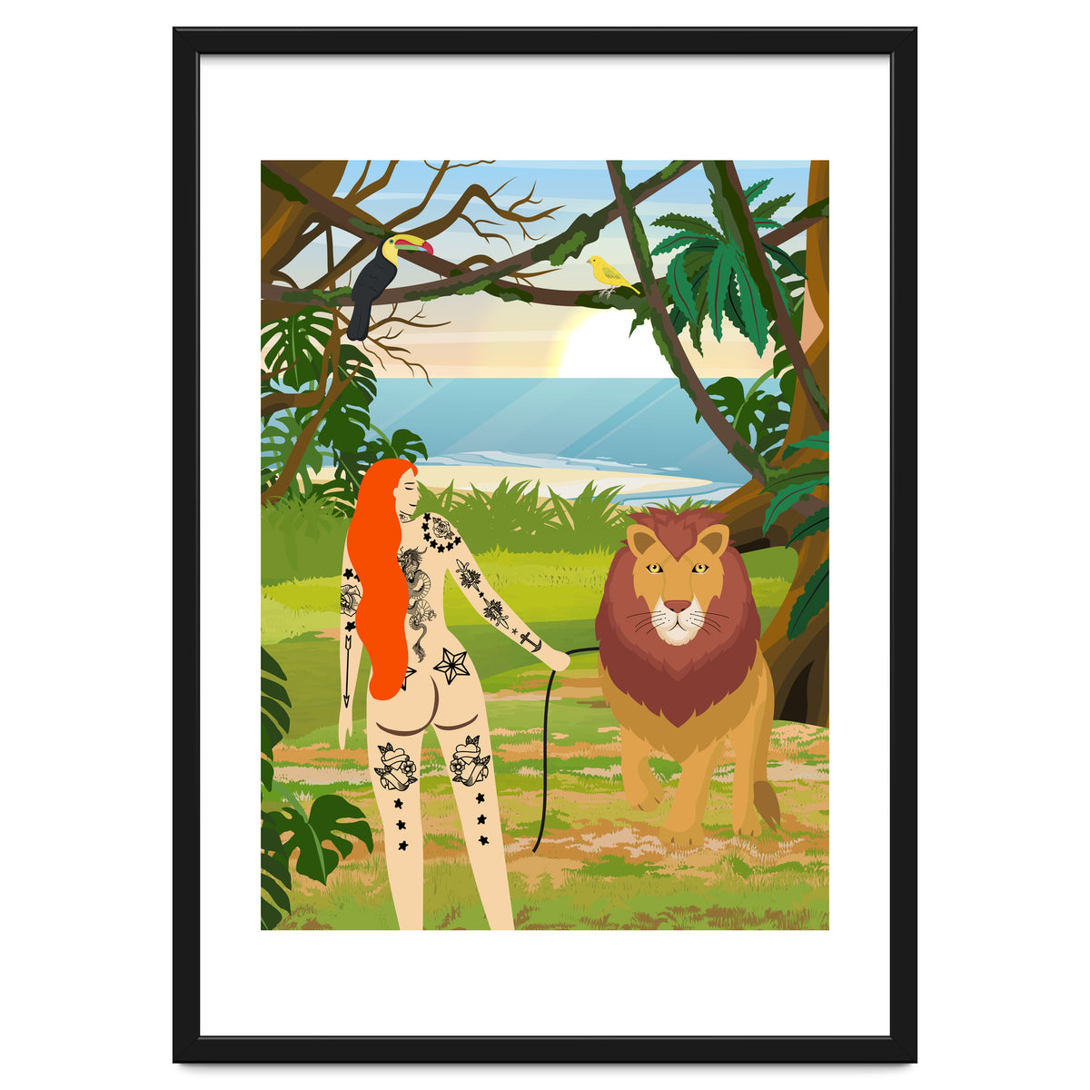 Tattooed Girl with Lion