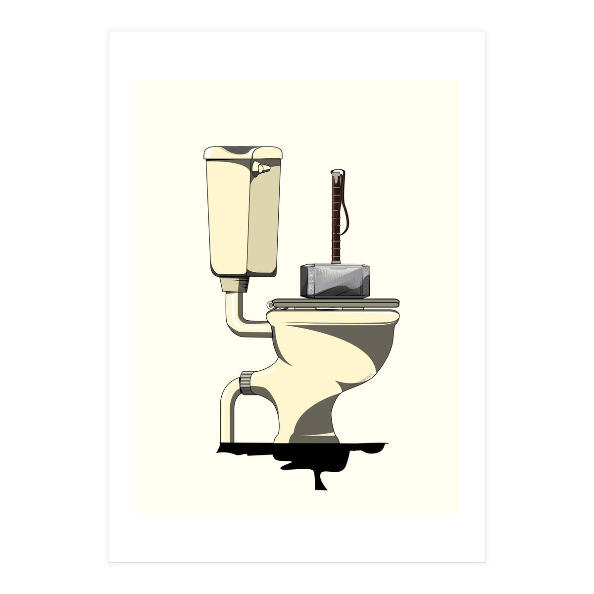 Thor's Hammer Mjolnir on the Toilet, funny bathroom humour (Print Only)