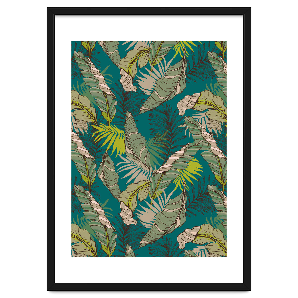 Drawing of wild tropical jungle