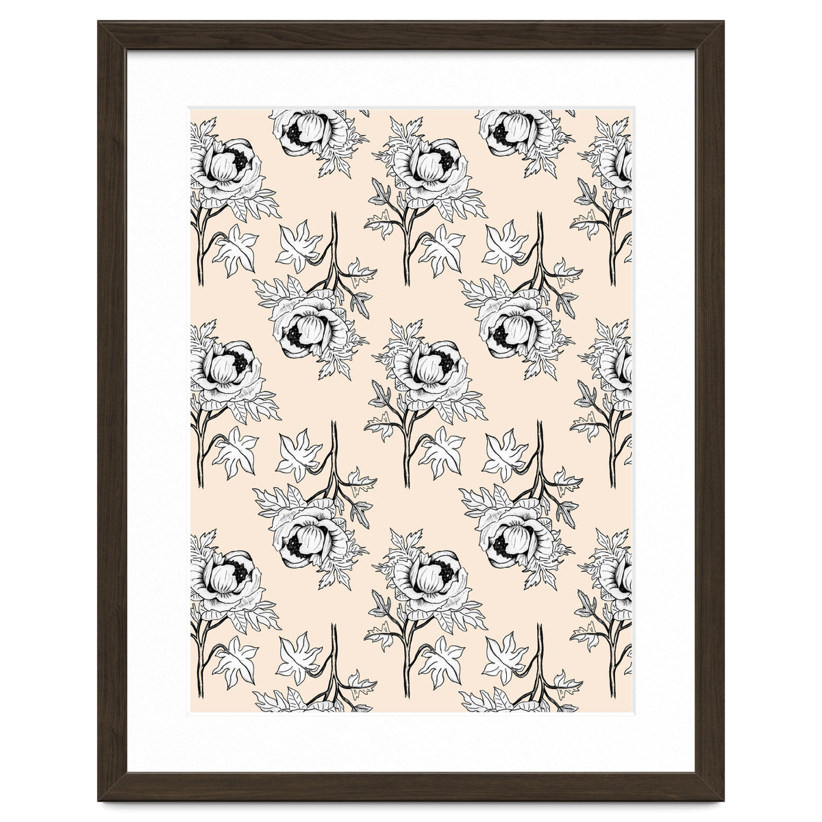 Drawing pattern of roses to pencil on beige