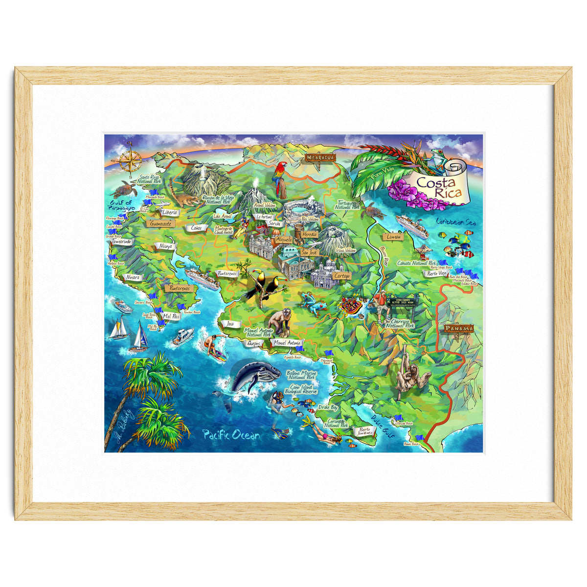 Costa Rica Map Illustration