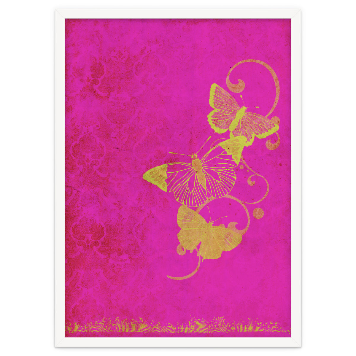 Yellow Butterflies on Pink