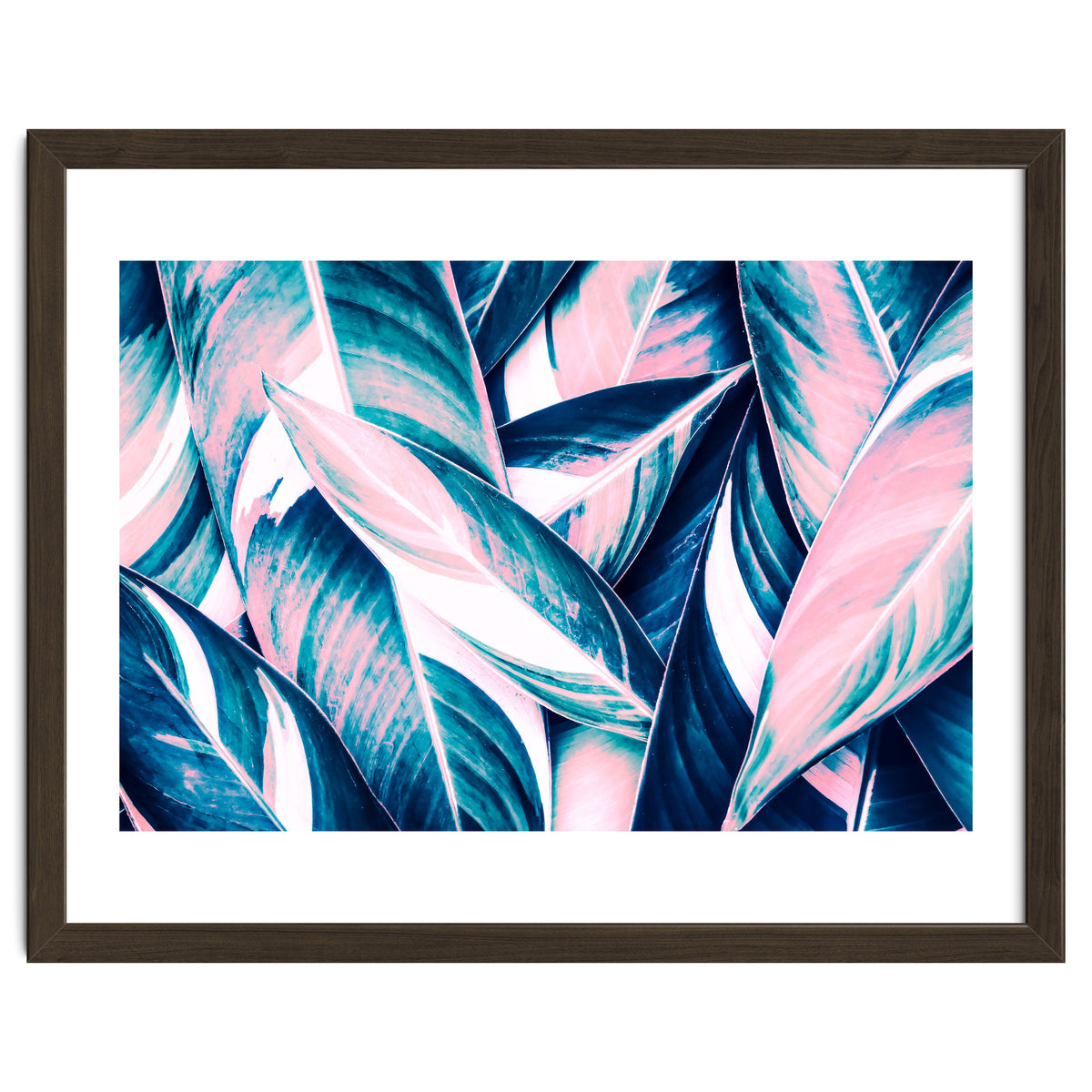 Botanical leaf pink and blue