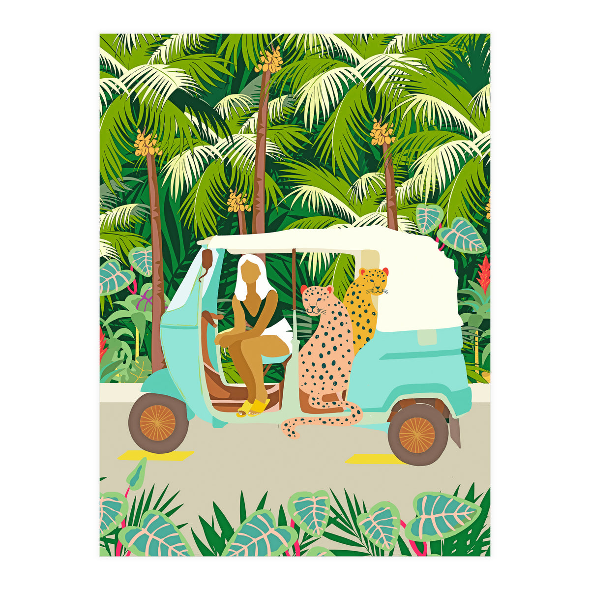 Rikshaw ride with Javan leopards in Bali | Tropical Nature Jungle Bohemian Wildlife Travel (Print Only)