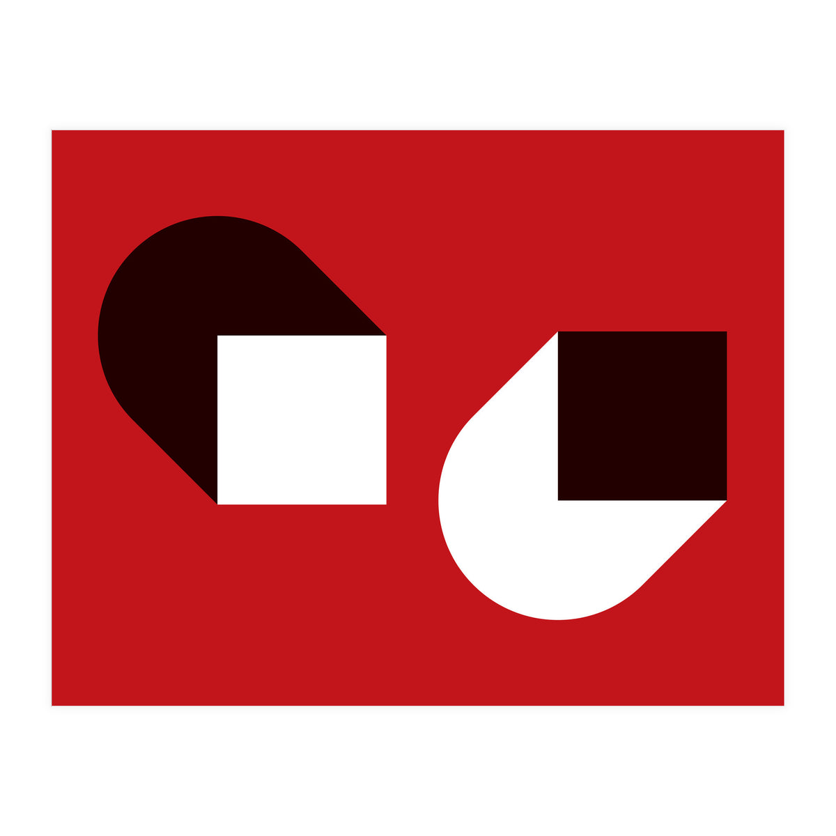 Geometric Shapes No. 38 - red, white & black (Print Only)