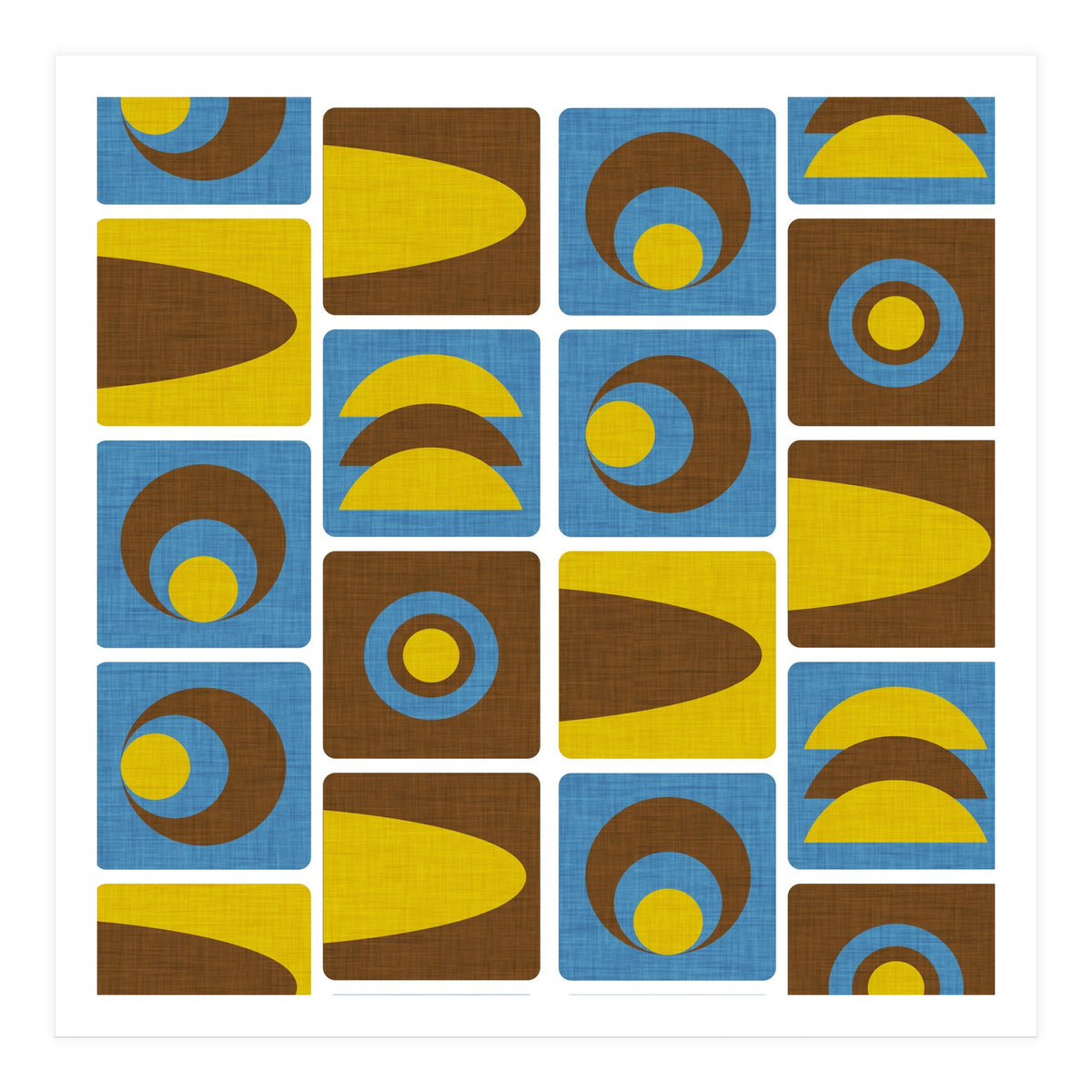 70s Cube Geo Blue  (Print Only)