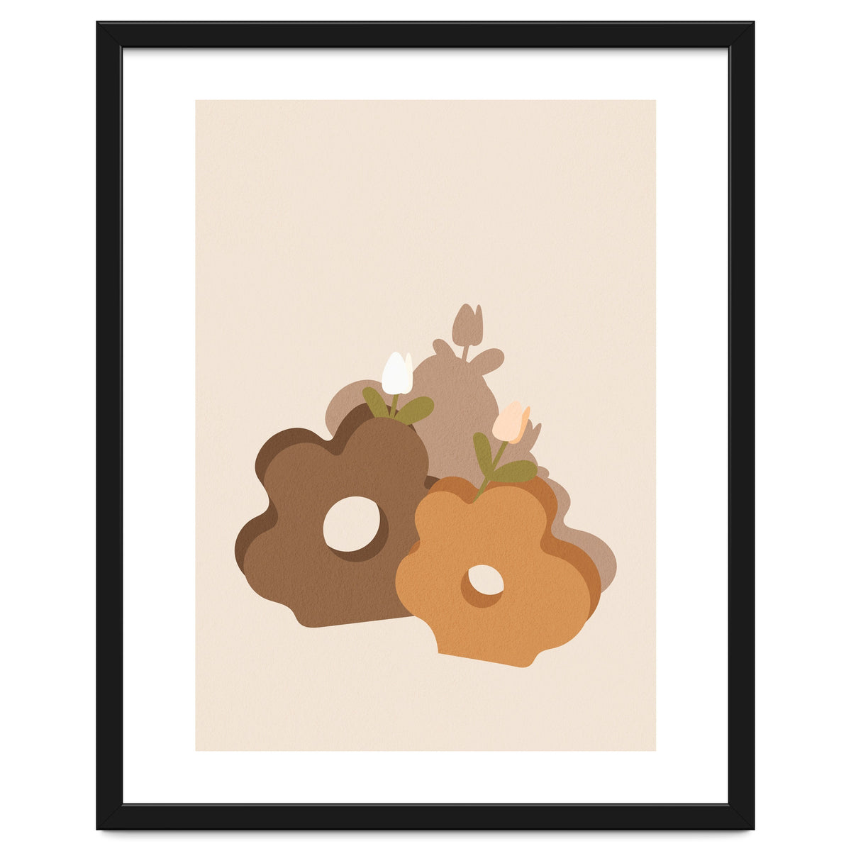 Tulip Flower Boho Neutral Beige