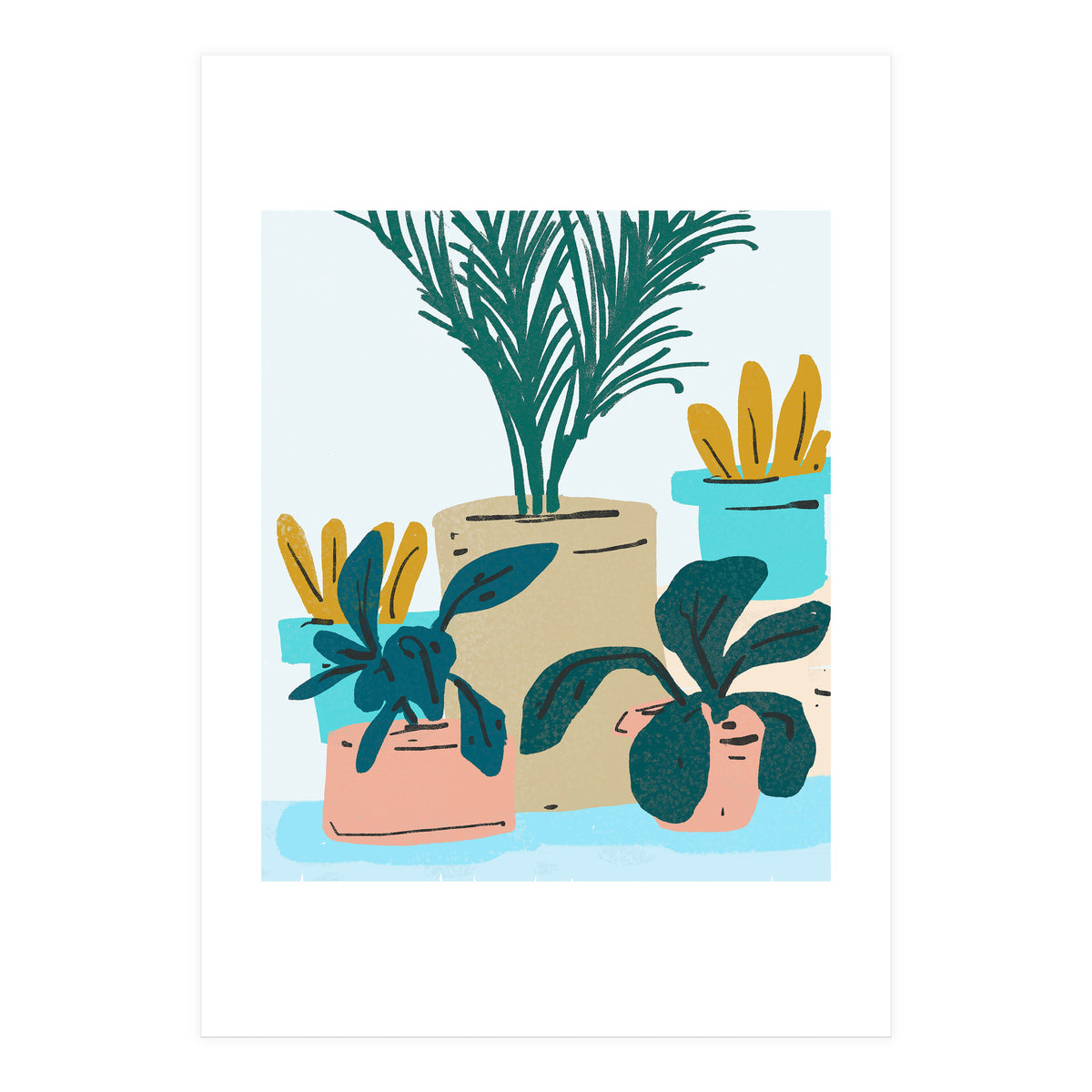 Little House Plants | Pastel Botanical Nature Plant Pots | Bohemian Cute Chic Palm Modern (Print Only)