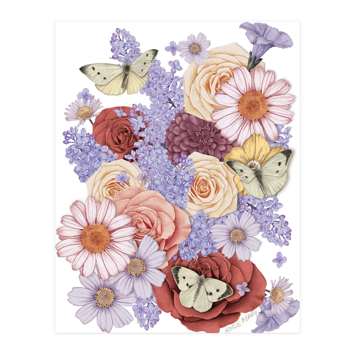 Flowers and Butterflies (Print Only)