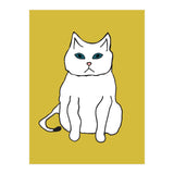 White Cat On Yellow (Print Only) thumbnail