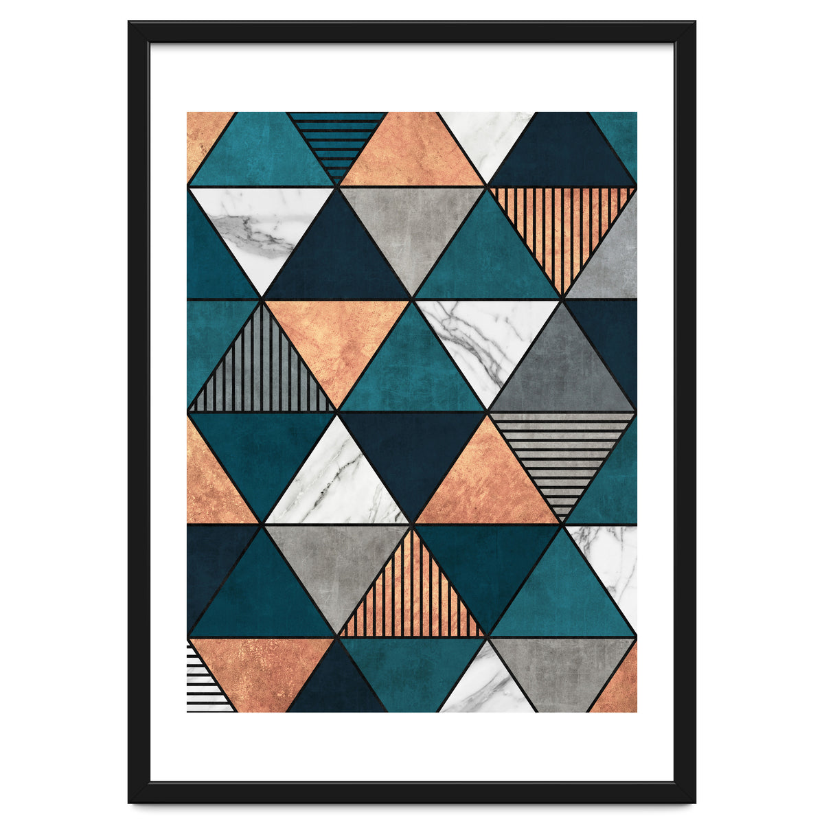 Copper, Marble and Concrete Triangles 2 with Blue