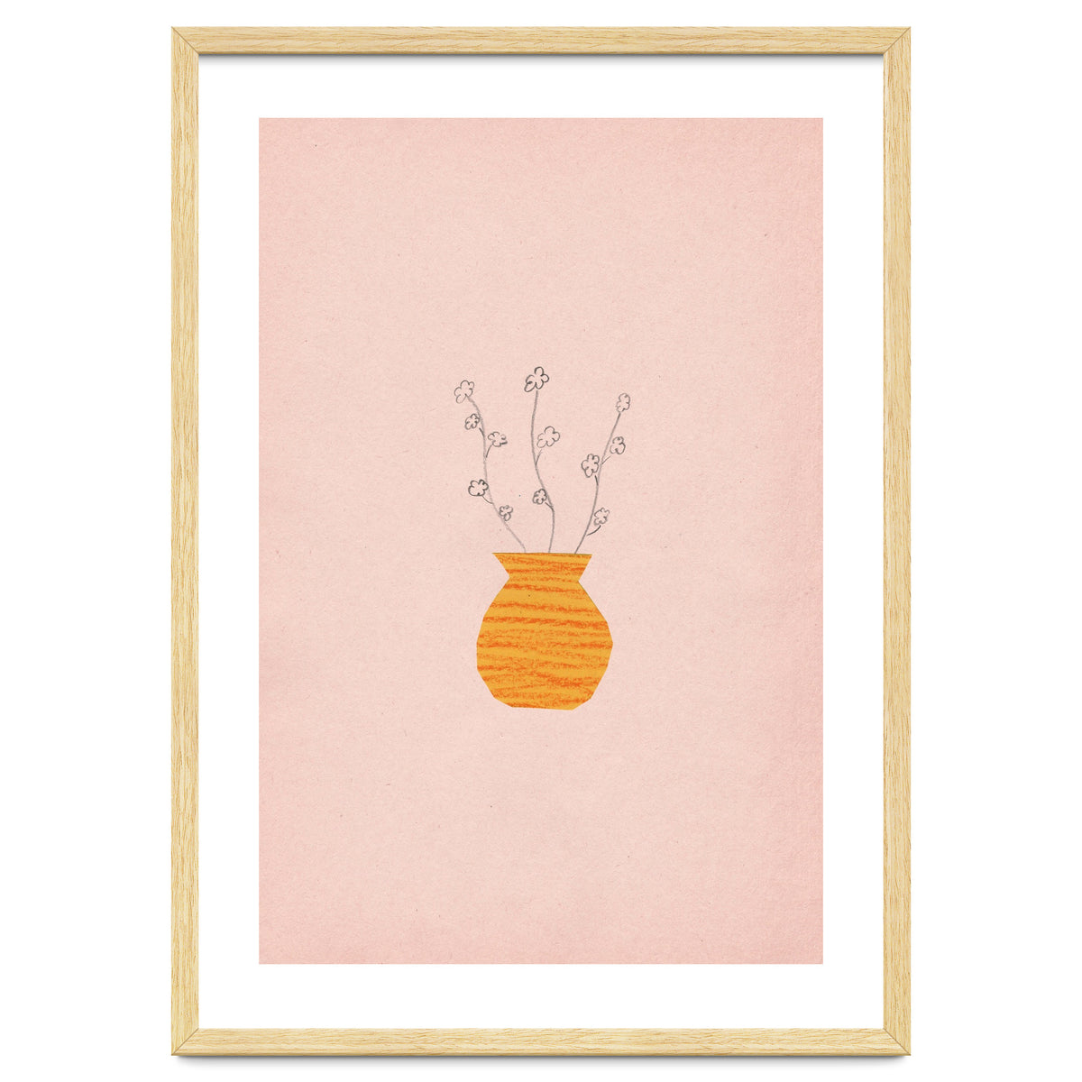 Pink and orange botanical art
